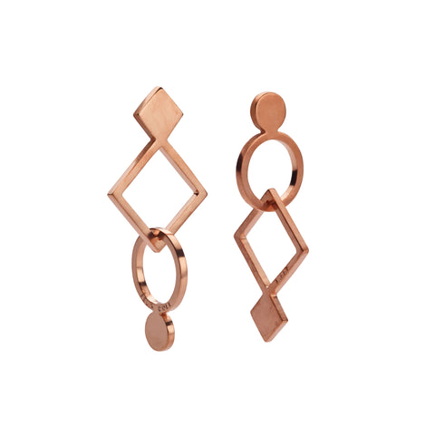 F 667 - Circle & Rectangle Mix Earrings