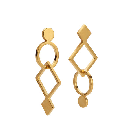 F 667 - Circle & Rectangle Mix Earrings